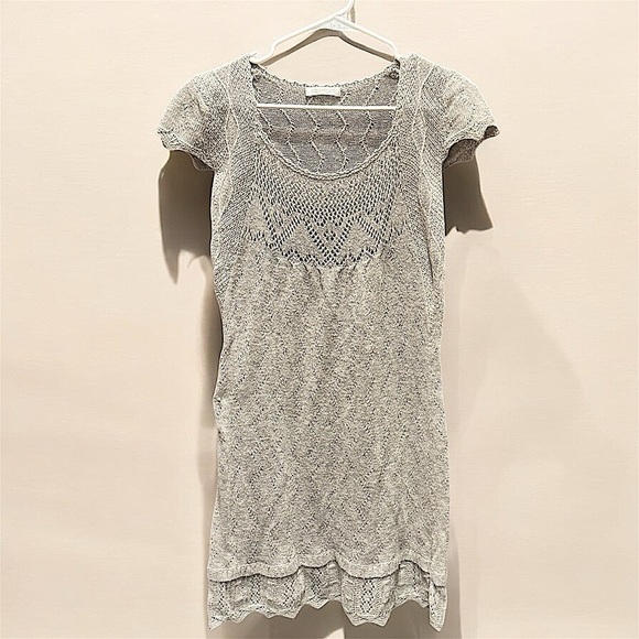 Promod Gray Knit Short Sleeve dress MEDIUM length 36in pit to pit 15in - Picture 1 of 4